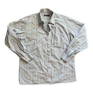 Ermenegildo Zegna Blue Striped Cotton Dress Shirt XL